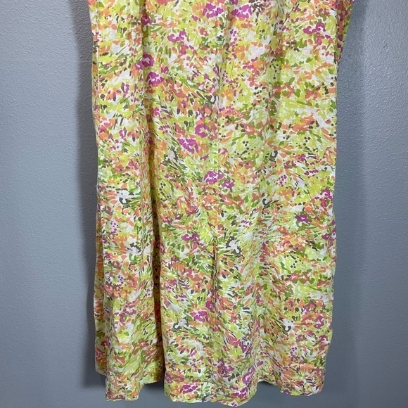 J. Jill Love Linen Pink Green Artsy Abstract Printed Shift Dress Sz XS D65 - Picture 3 of 11